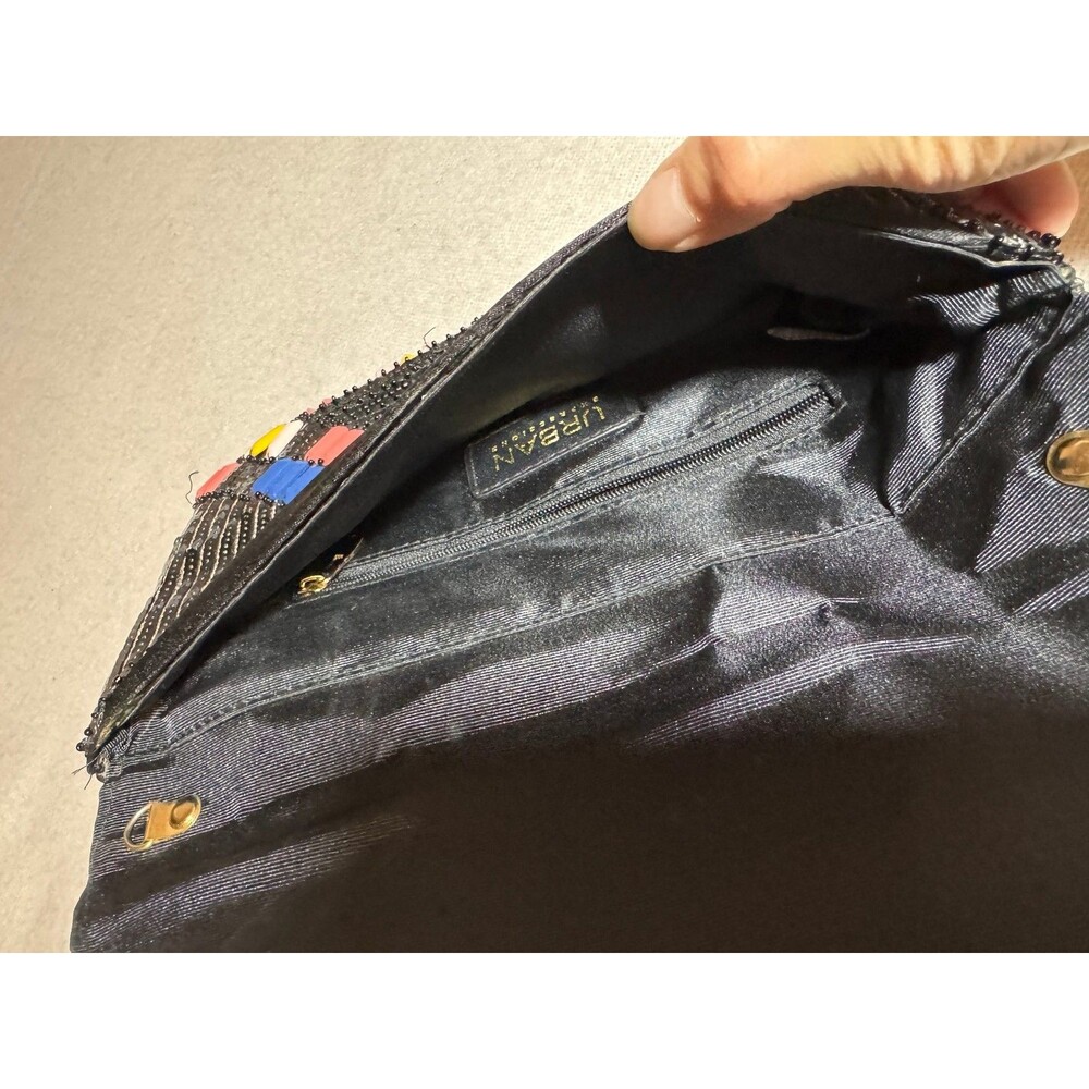 Urban Expressions Beaded Sequin Envelope Clutch Black Multicolor Evening Bag - Picture 4 of 7